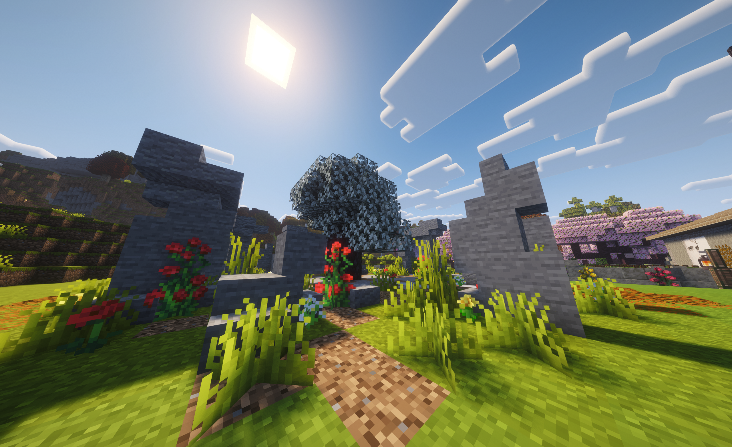 Some rocks in sunlit valley's warp public
